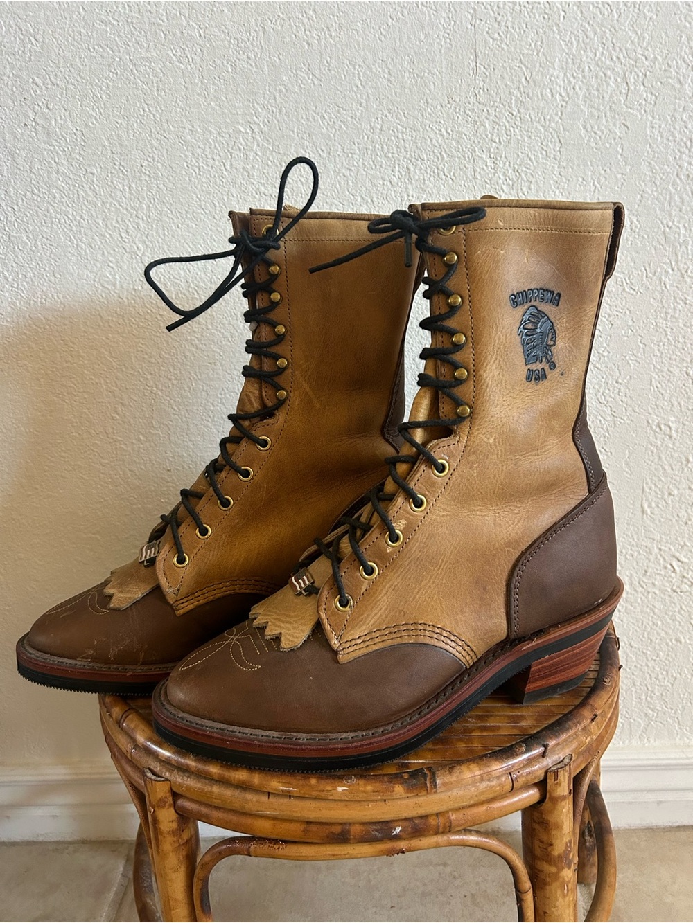 Chippewa 29405 Packer Boots Mens 7.5 Golden Crazy Horse Leather Vibram USA Made